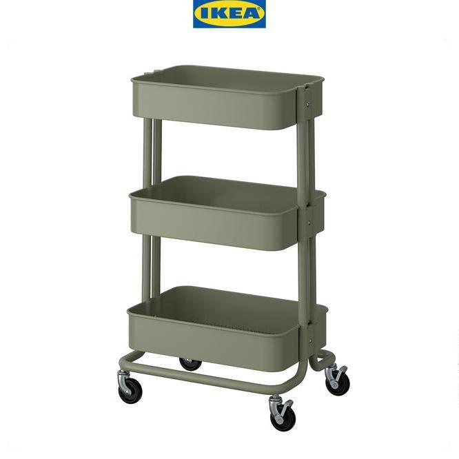 Ikea Raskog Troli Dapur Serbaguna Abu-Hijau 35X45X77Cm
