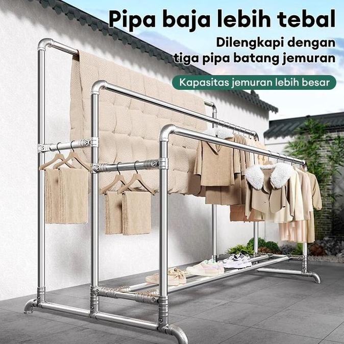 Jemuran Baju Stainless Jumbo Gantungan Baju Stainless Tebal Jemuran Besar Jemuran Baju Aluminium CO