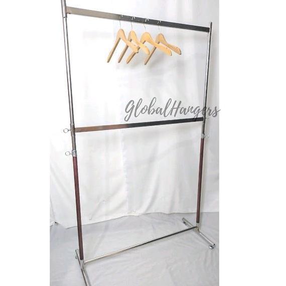 gawang gantungan baju tingkat 2 susun Besi Jemuran Pakaian Rak CO