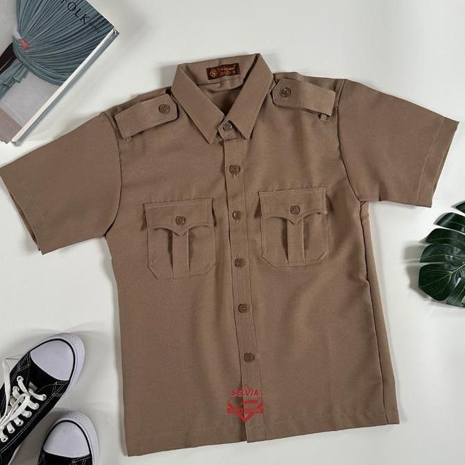 NEW BAJU PRAMUKA CATERINA PENDEK LAKI-LAKI GURU/PEMBINA ORI