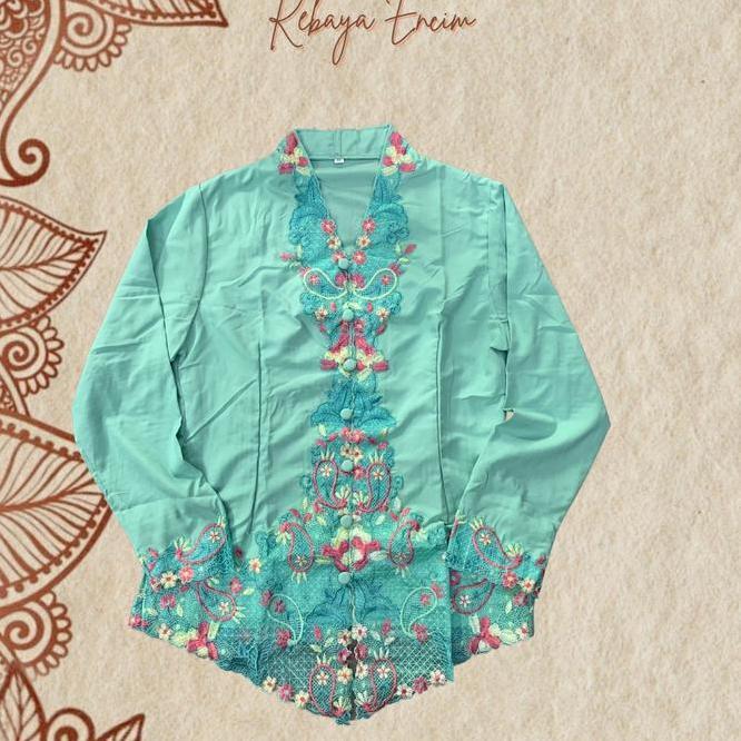 Kebaya Encim Bordir Wanita Ern Warna Lengan Panjang Wisuda Kondangan Kantor Ern Warna Hijau Sage Ata
