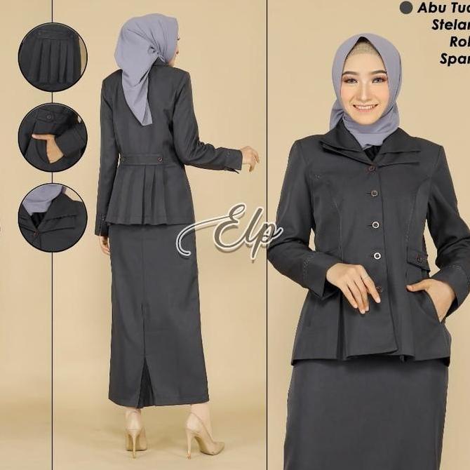 NEW BLAZER BAJU ABU SERAGAM DINAS GURU ABU SERAGAM DINAS PEMDA KERJA WANITA PANJANG ORI