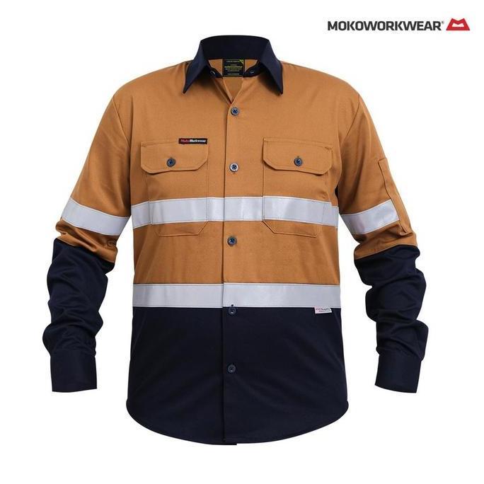 NEW Mokoworkwear Wearpack Safety Baju Seragam Lapangan Brown Navy Premium Reflector