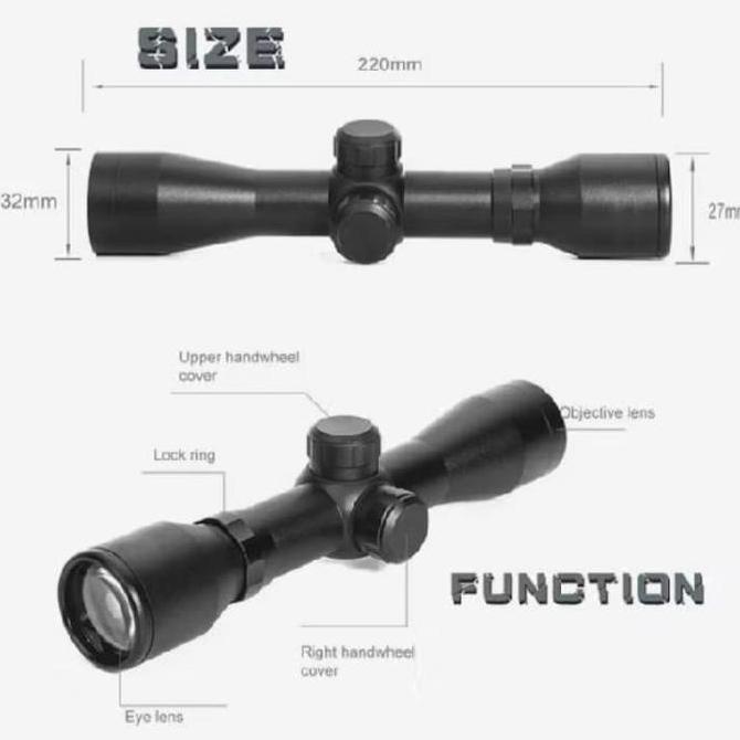Telescope 4x32 BU Scope Riflescope tutup flip 4 x 32 fishbone reticle Tele mounting 11mm Original