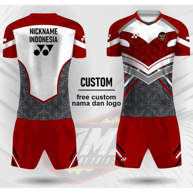 TERBARU - jersey badminton yonex setelan kaos badminton yonex merah putih custom