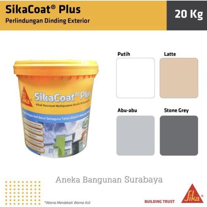 TERMURAH - SikaCoat Plus 20kg pail Sika Coat pelapis tembok dinding atap genteng eksterior anti boco