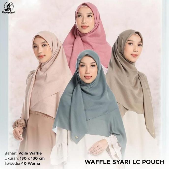 Promo Umama Voal Waffle Syari Lc Metal Logo  Kemasan Pouch Ori Umama Scarf Premium Warna Polos Terba