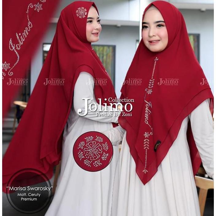 Promo Khimar Ceruty Premium Marisa Swaarosky / Jilbab 2 Layer / Hijab Pet Antem / Kerudung Instan Co