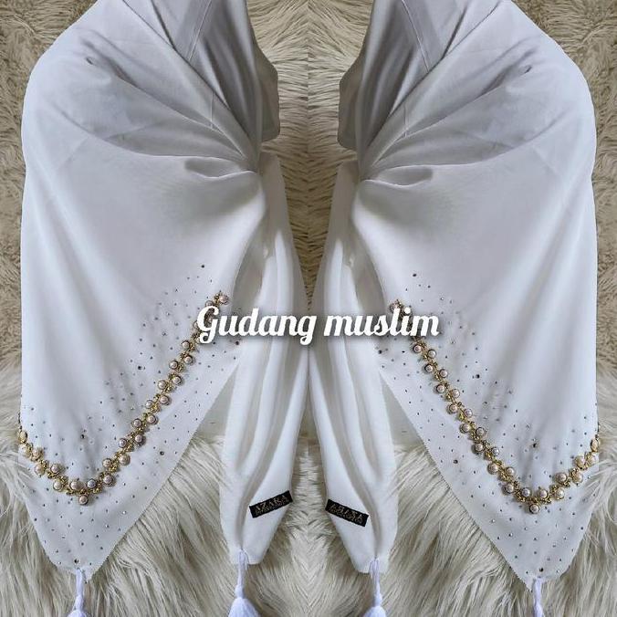 Promo Hijab Segi Empat Payet Swaroski Renda Semut/ Hijab Segi Empat Pesta Mewah Kerudung Paris Tasse