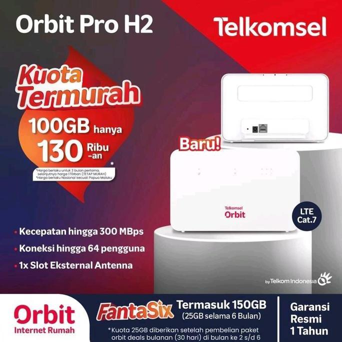Modem Router Wifi Orbit Pro H2 4G LTE Orbit free data 150GB LTE CAT7 Huawei B530 Terlaris