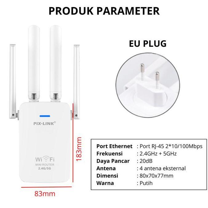 Pix Link 1200MBPS 2.4G + 5G LV-AC29 | Repeater Wifi 5G Terlaris