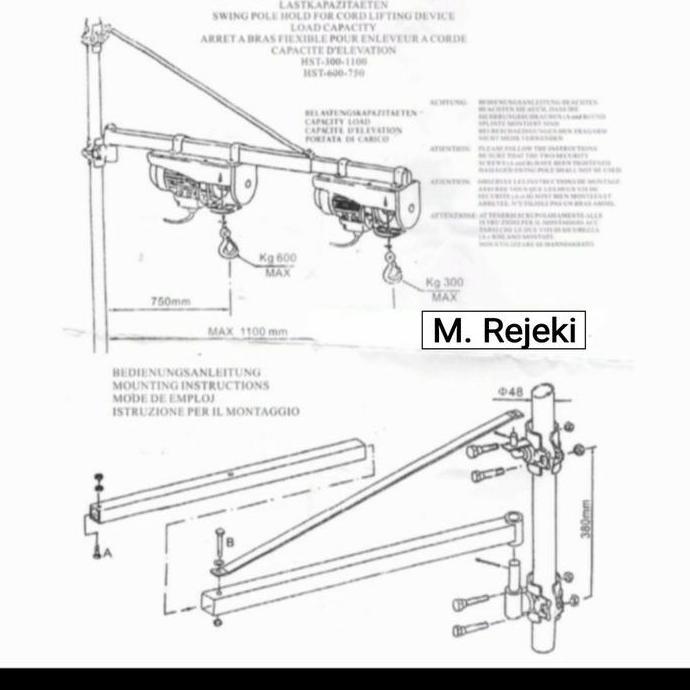 TERBARU Stand Hoist Wipro HST 300-1100 Elektrik Rotary Hoist Frame HST300-1100