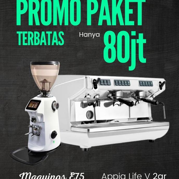 Terlaris Promo Mesin Kopi Simonelli Appia Life V 2Gr & Grinder Maquinos E75