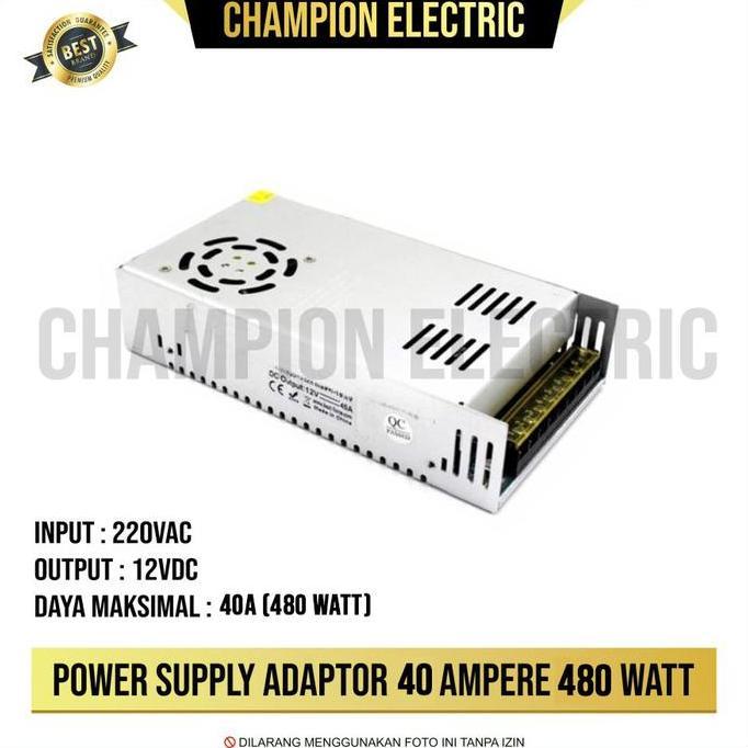 Promo Adaptor Power Supply 12V 40A Switching LED Trafo 40 Ampere Diskon