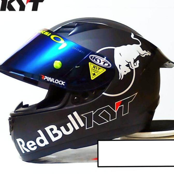 HELM KYT R10 SOLID BLACK DOFF RED BULL PAKET GANTENG Terlaris