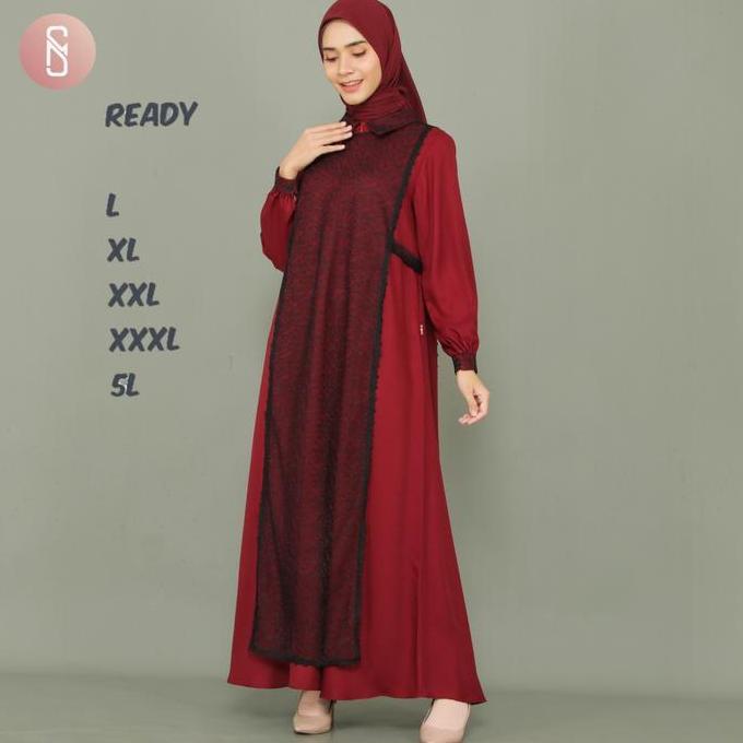 Grosir Myshawl Lea Nisaka  Dress Gamis Brukat Pesta Jumbo Ld Up To 140Cm Matt Syakilla Big Size Musl