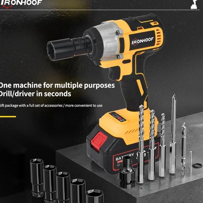 Sale Ironhoof Impact Wrench Brushless 420N.M Mesin Bor Baterai Impact Baterai 288V