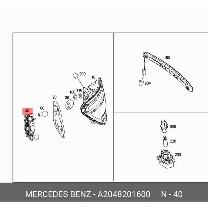 Socket Rumah Lampu Belakang Stop Lamp RH Mercedes W204 A2048201600 Terlaris