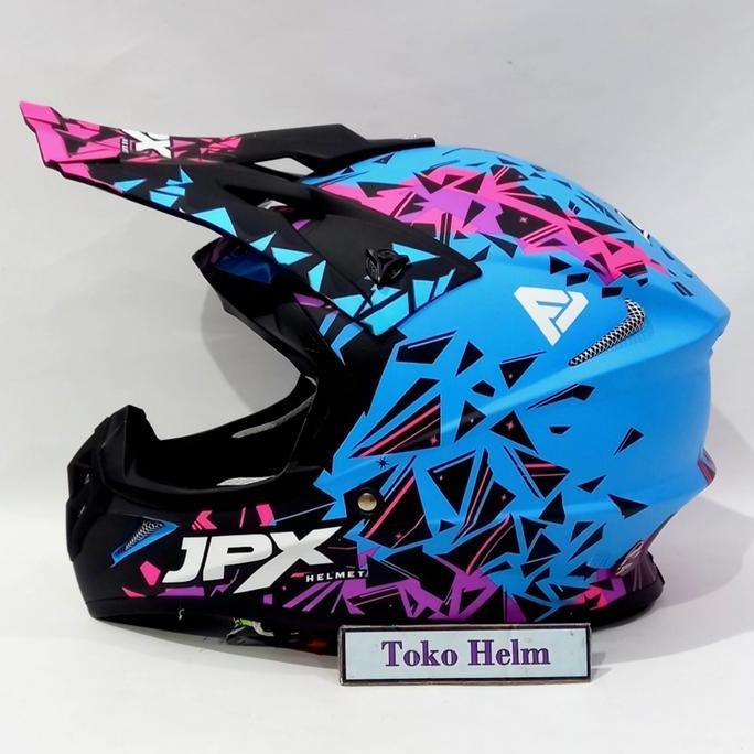 helm JPX cross motif X33 blue doff/metalic Terlaris