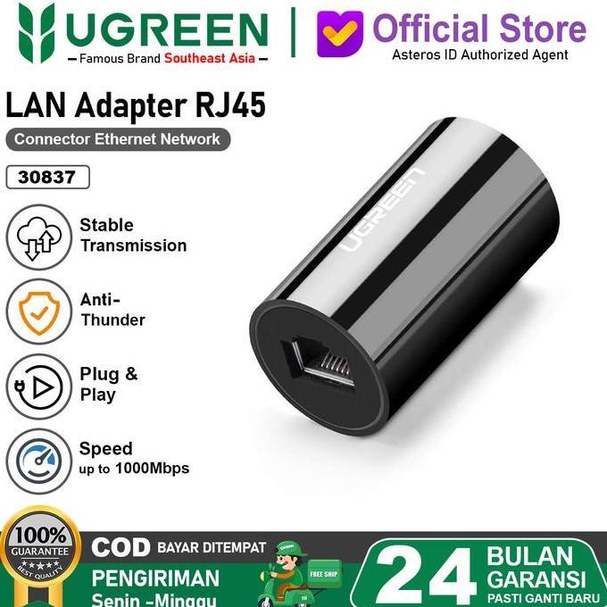 SENENGMORA - UGREEN BAREL RJ45 COUPLER SAMBUNGAN LAN CAT5/CAT6/CAT7 ANTI PETIR