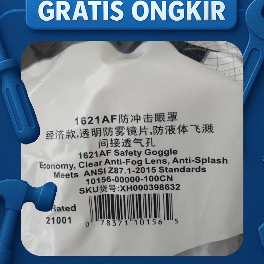 Safety Google 3M 1621 Af Kacamata Google Lab Anti-Fog Terlaris