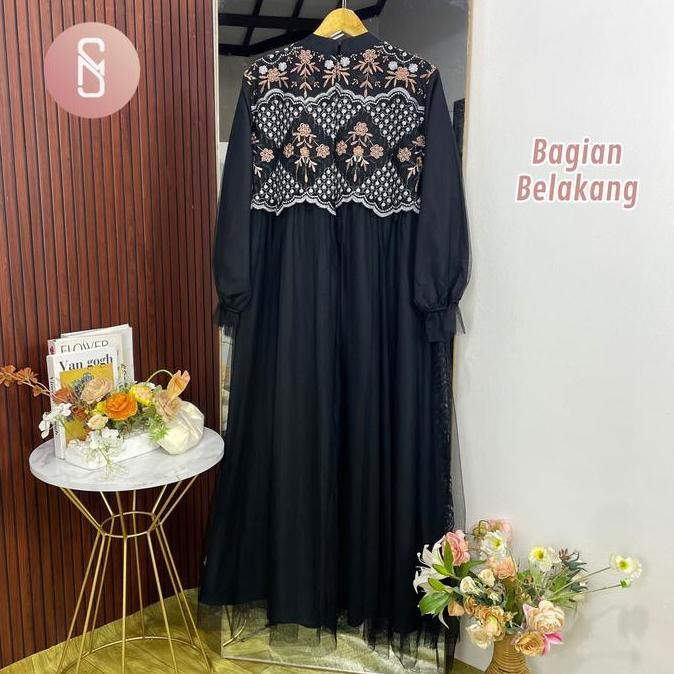 Sale Myshawl Valery Dress Gamis Brukat Jumbo Syakila Motif Kasual Kondangan Wisuda Kekinian Big Size