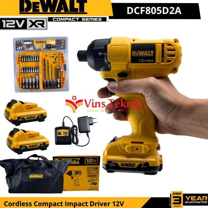 Murah Dewalt Dcf805D2A Mesin Obeng Baterai Cordless Compact Impact Driver 107Nm 12V Dcf805