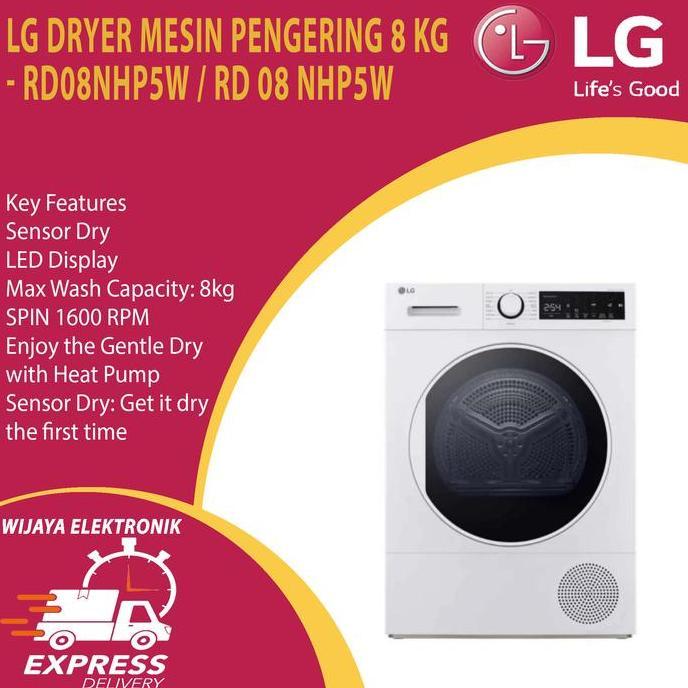 Sale Drayer Lg Rd08Nhp5W / Mesin Pengering Lg 8Kg Dengan Sensor Dry Dan Heatpump Garansi Resmi  Rd08