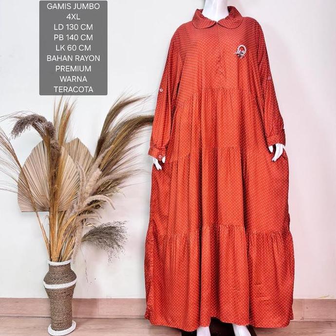 Grosir Gamis Jumbo Ld 130 Cm Bahan Rayon Premium Motif Polkadot