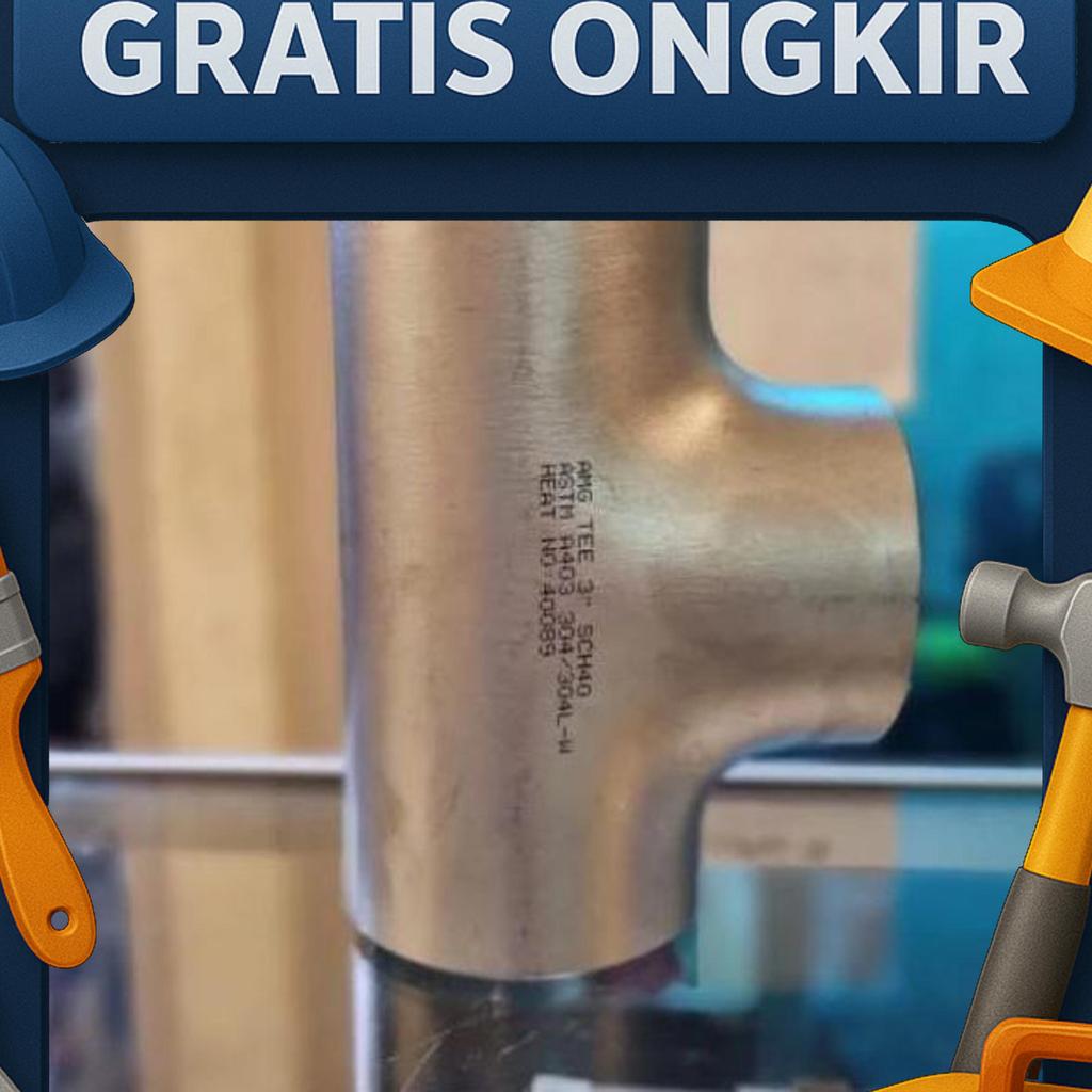 Tee Las Sch40 Stainless Ss304 1-1/2" Inch Ss304 Sch40