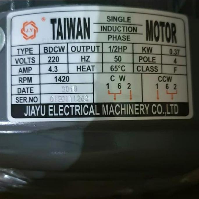 Dinamo Electro Motor Jiayu 1/2 Hp 1 Phase Induction Motor Jiayu 1/2 Hp  Sale