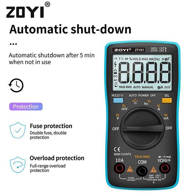 Zoyi Zt101 Auto Multimeter Digital / Multitester / Avometer Original Kualitas Terbaik Harga Termurah