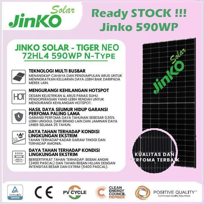 Jinko Solar Cell / Panel Surya 590Wp Sni Mono Bukan Trina Longi Original Dan Terpercaya