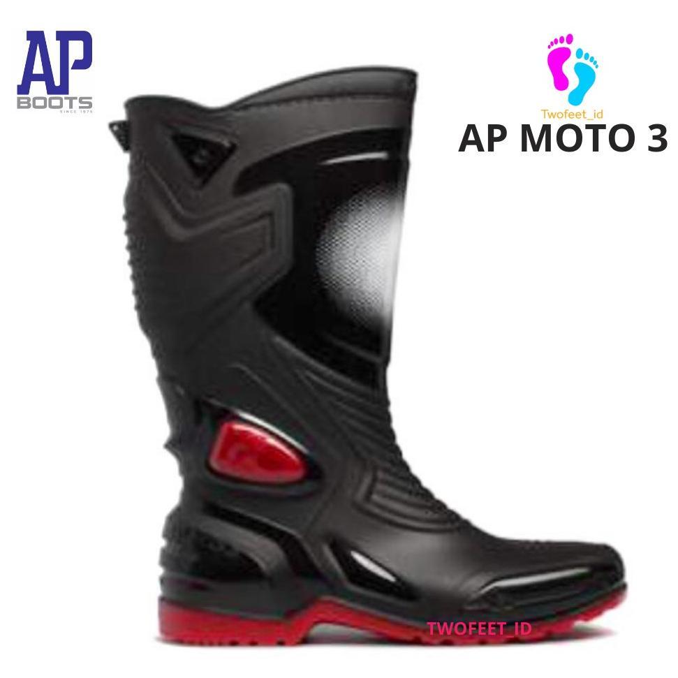 AP BOOTS MOTO 3 BLACK RED 38-45 - SEPATU BOOTS SEPATU BIKERS MOTO 3 - AP BOOTS