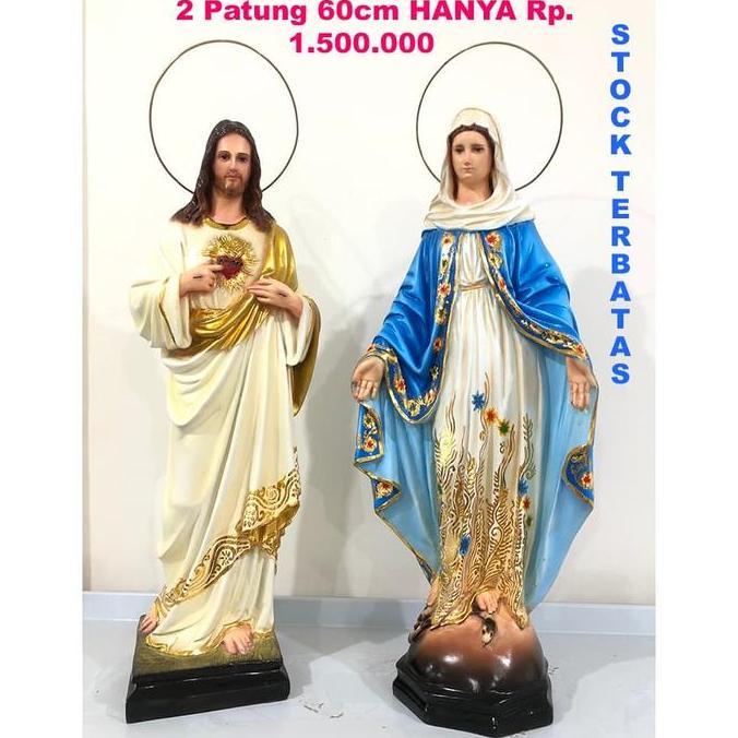 Terlaris Promo Patung Tuhan Yesus Hati Kudus Batik+Patung Bunda Maria Batikgold