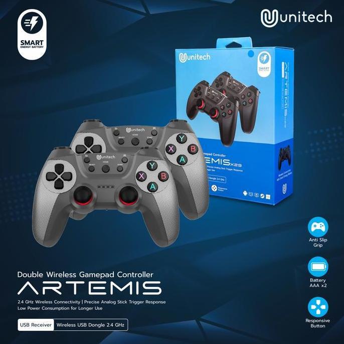 Gamepad Wireless Double 2.4G Unitech Artemis Controller Joystick Game Pad untuk Komputer Laptop PC P