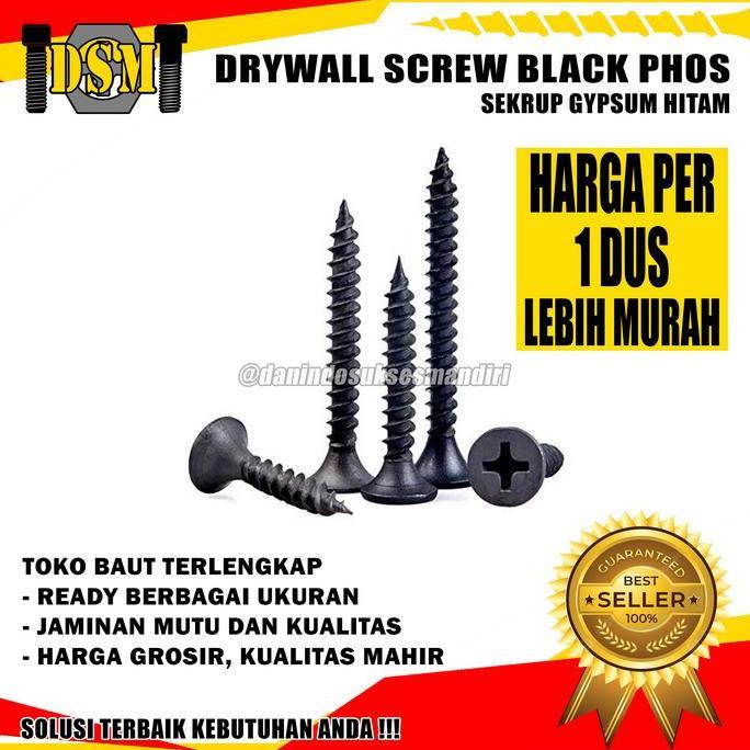 (1 DUS) Sekrup Gypsum / Drywall Screw / Sekrup Serbaguna / Skrup Hitam