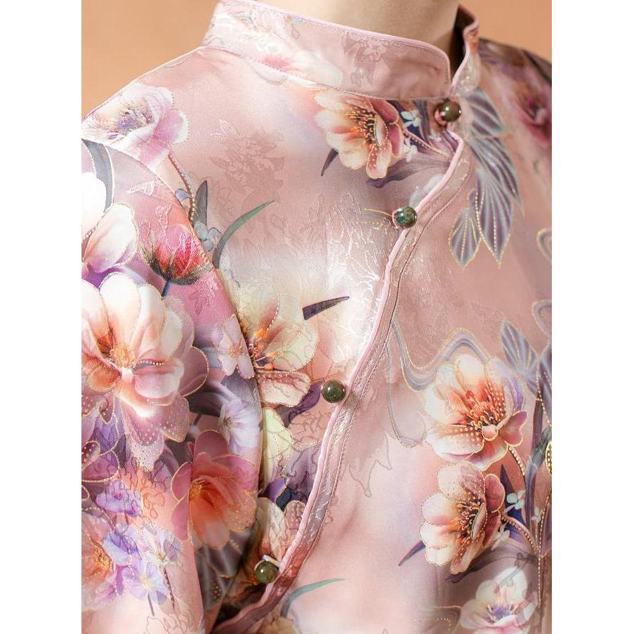 CHEVAL - Mey Shanghai Blouse - Pink Gold Satin