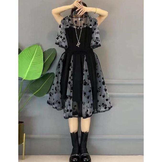 FANMU 5057 dress korean style dress wanita gereja hitam gaun gereja elegan mewah kristen dress broka