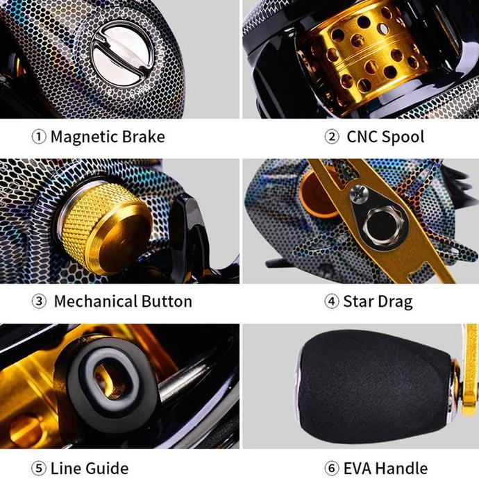 Reel Baitcasting Pancing / DW Series Baitcasting Reel / Reel Pancing Murah 7.2:1 / Handle kanan / Ki