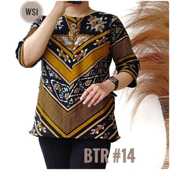 Motif Baru..Blouse Tenun Asli Jepara Lengan 7/8 Kancing depan