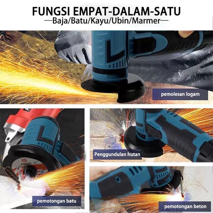 Makita Angle Grinder Mini Cordless Brushless 3Inch Baterai Litium 12V/16.8V Mesin Gerinda Tangan-Tan