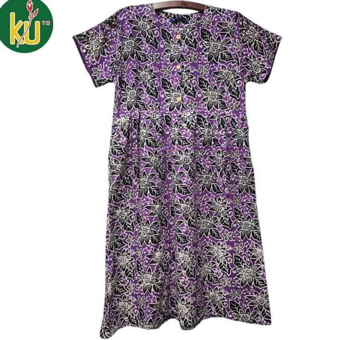 Kencana Ungu Daster 47 Cetak Label Biru Tali Samping Busui Bahan Rayon Lembut Nyaman Dingin Tidak Lu