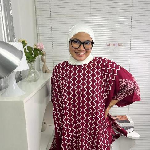 SAHARSA - Zista Atasan Blouse Wanita Bahan Rayon Batik Kerja Batik Kantor Batik Undangan Motif Kawun