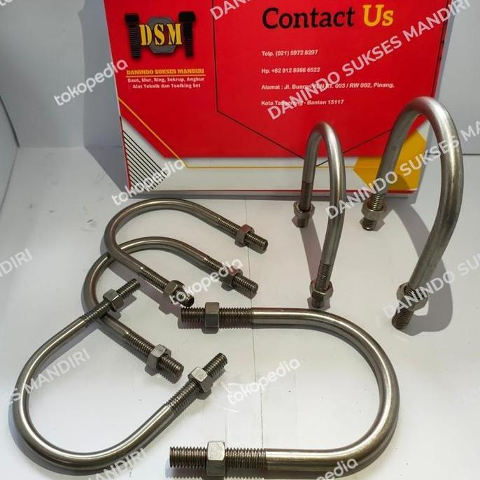 SS 304 / M10 U Bolt 3/8x2" / Klem U 2 Inch Stainless
