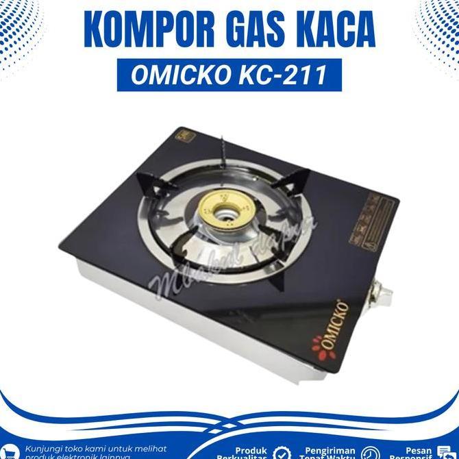 Kompor Gas 1 Tungku Kaca Omicko Kc-211 Kompor Gas Panel Kaca Tempered Glas Kompor Gas Tanam 1 Tungku
