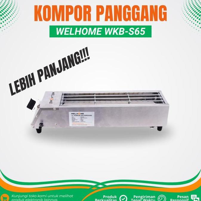 Kompor Gas Panggang Griller Pemanggang Sosis Welhome Wkb-S65 Alat Panggang Bakaran Sate/Ayam/Ikan