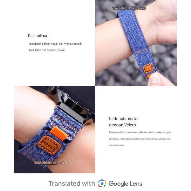 Putrowayahseller - Denim Velcro Smartwatch Strap 22mm Universal Tali Kain Jam Tangan