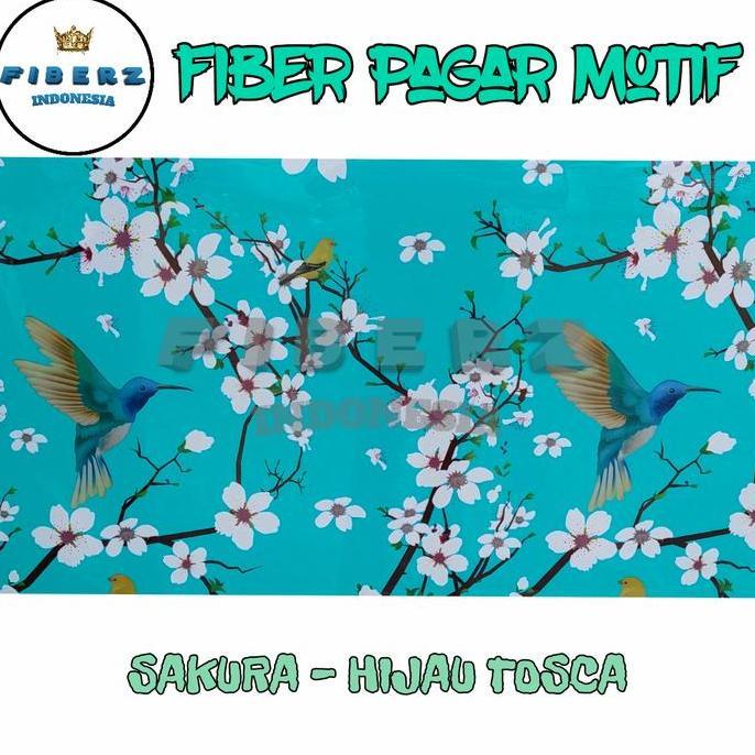 FIBERZ - Fiber Plastik Penutup Pagar Motif BUNGA SAKURA Meteran