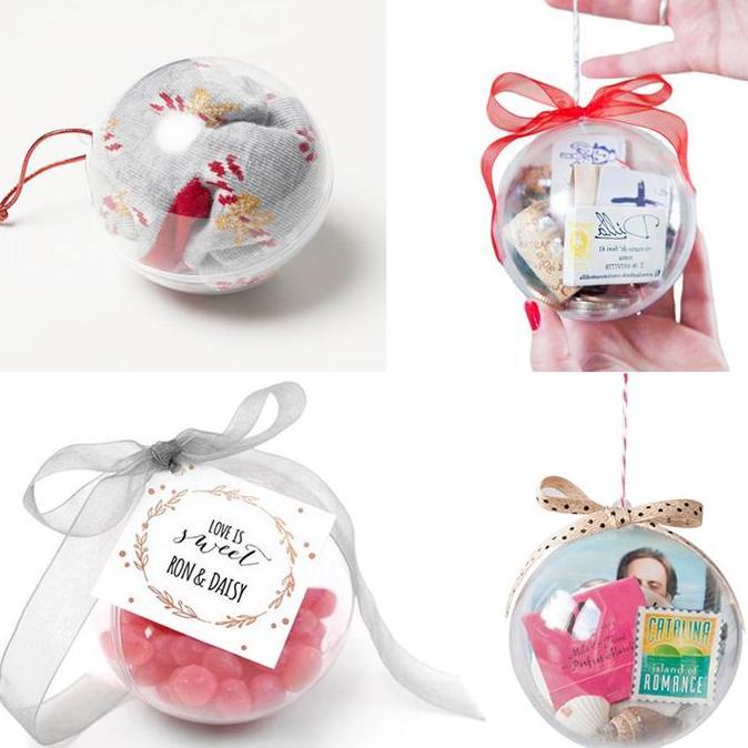 Bola Bening/Transparan Akrilik Hiasan Natal. Bola Kado Natal 15Cm